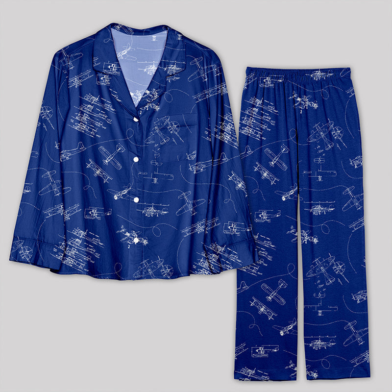 Aircraft Blueprint Pajamas Set