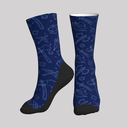 D&D Medieval Weapons Blue Men's Socks