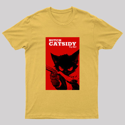 Funny Cat Pun Butch Catsidy Geek T-Shirt