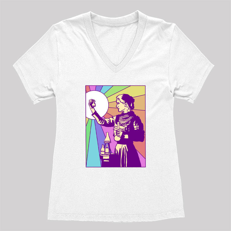 Women of Science Marie Curie Women's V-Neck T-shirt