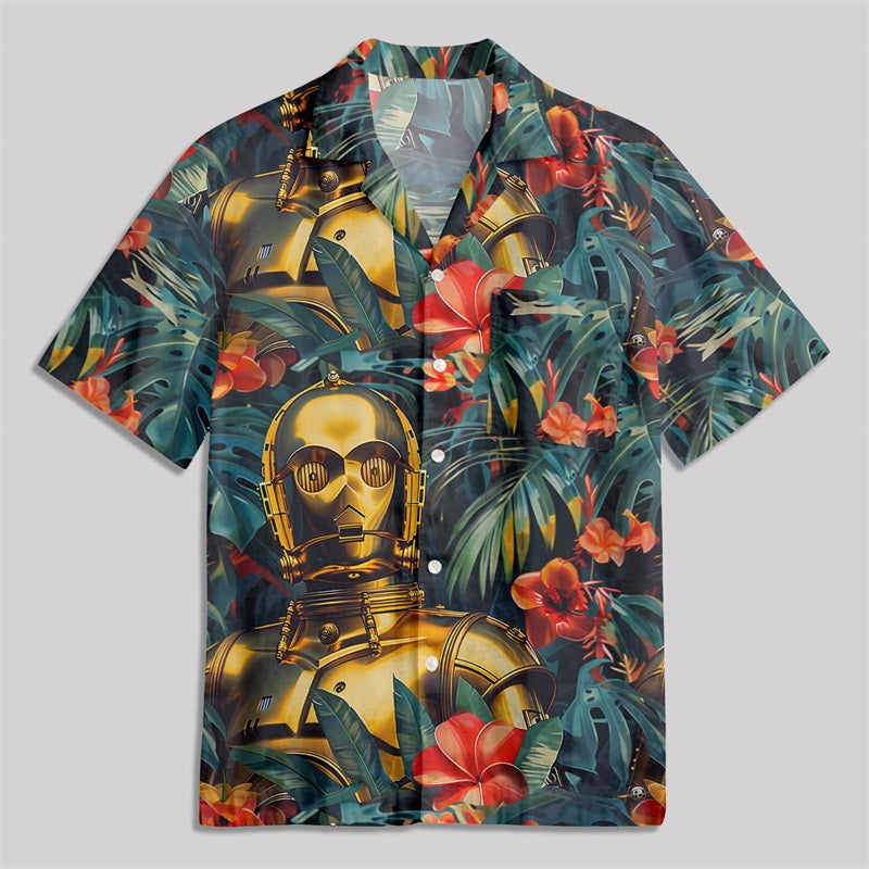 Hawaiian Winds Interstellar C-3PO Button Up Pocket Shirt