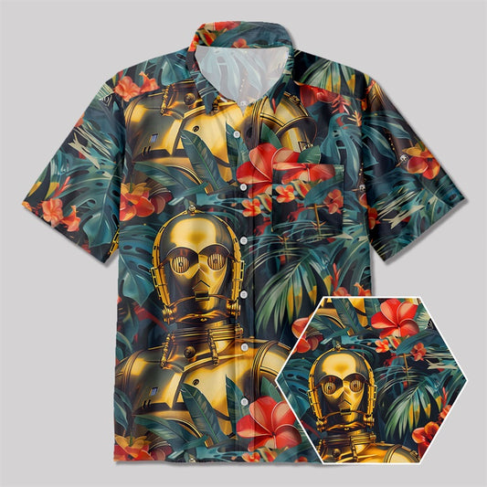 Hawaiian Winds Interstellar C-3PO Button Up Pocket Shirt