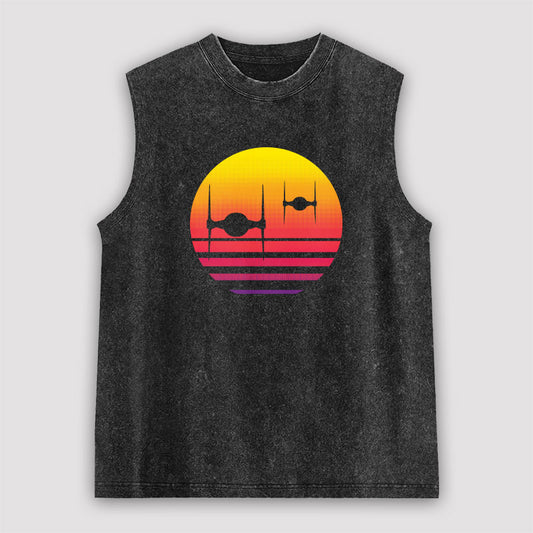 Tie Fighter Sunset Unisex Washed Tank