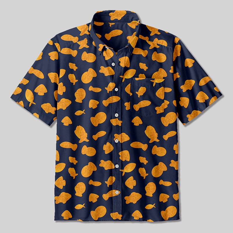 Fried Fish Button Up Pocket Shirt, Button Up Shirt / XL / BUS507