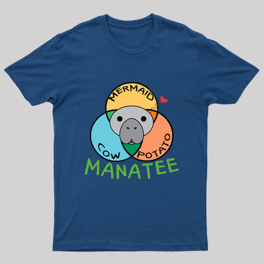 Manatee Cow Mermaid Potato Nerd T-Shirt