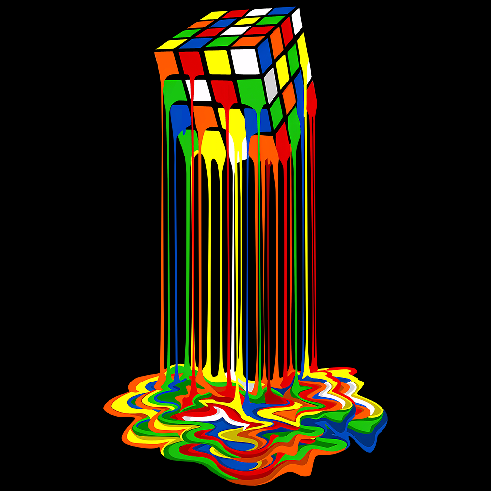 Rainbow Abstraction melted rubix cube Geek T-Shirt