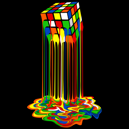 Rainbow Abstraction melted rubix cube Sheldon Geek T-Shirt