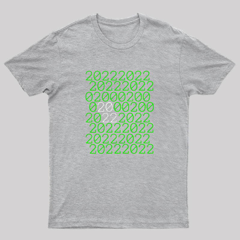 2022 Binary Code in Green and White T-Shirt