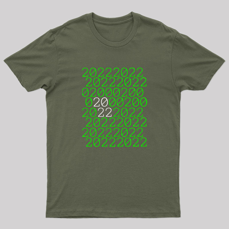 2022 Binary Code in Green and White T-Shirt