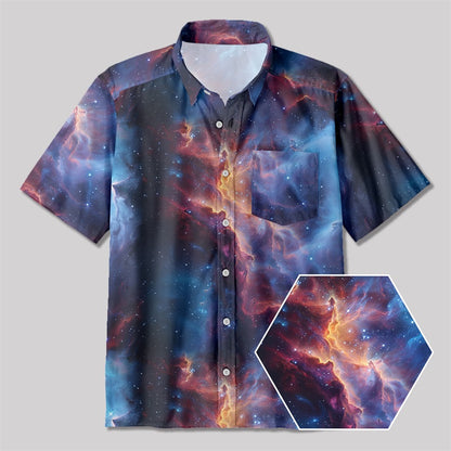 Cosmic Nebula Button Up Pocket Shirt