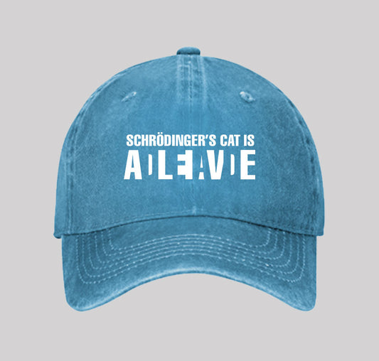 Schrodinger's Cat ADLEIAVDE Washed Vintage Baseball Cap