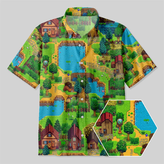 Stardew Valley RPG Game Button Up Pocket Shirt