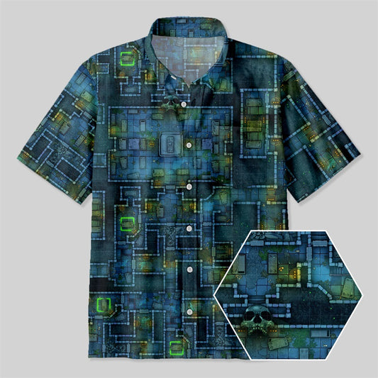 DND AncientCryptDungeon Button Up Pocket Shirt