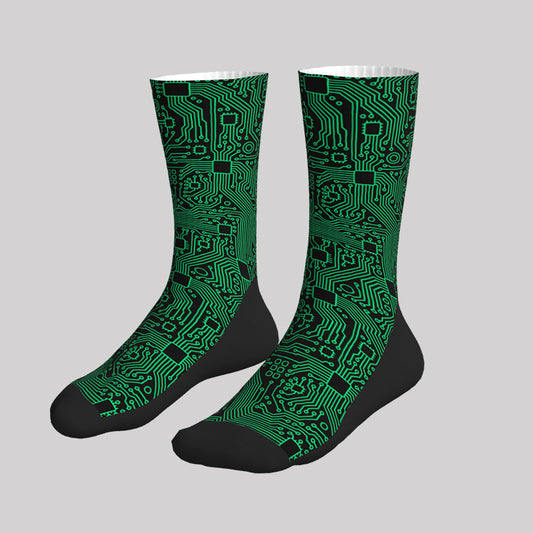 Computer Circuit Board Green Men's Socks