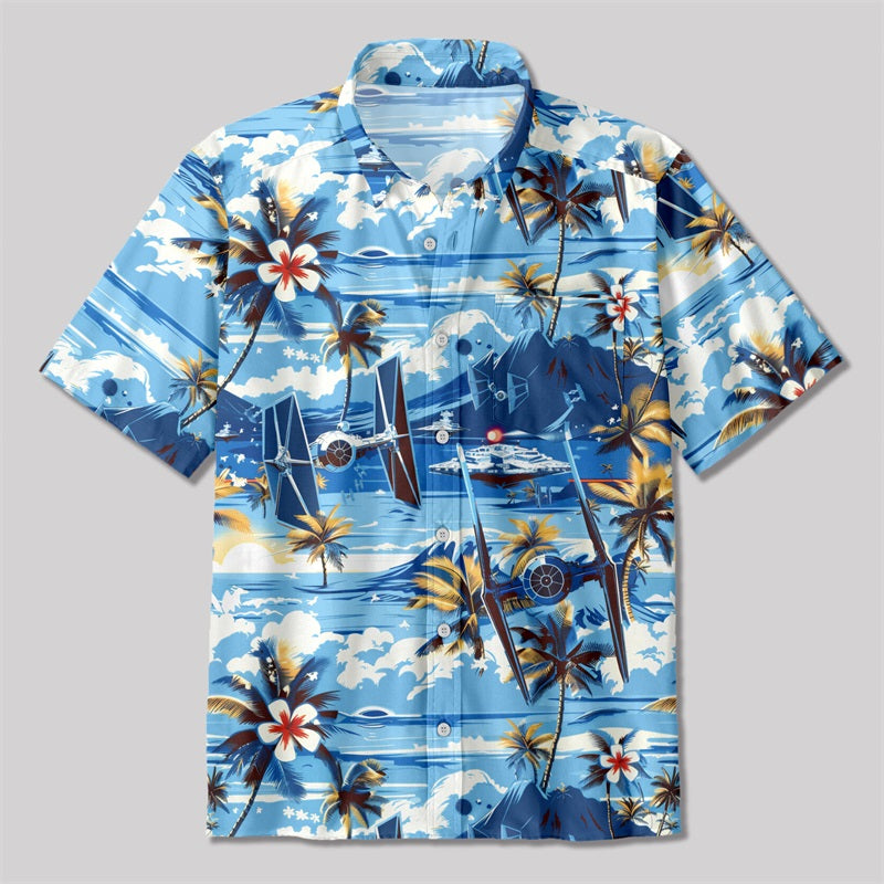 Hawaii Beach TIE Fighter Button Up Pocket Shirt