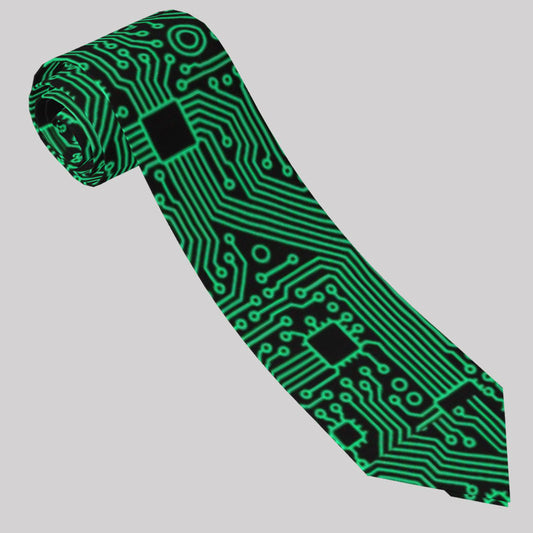 Computer Circuit Board Green Geek Neckties