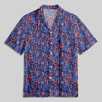 Seabed Coral and Fish Button Up Pocket Shirt