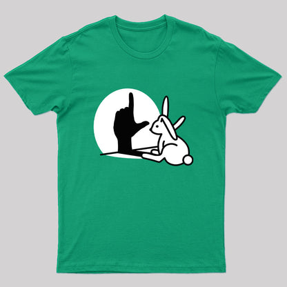 Funny Rabbit Shadow Hand Loser Geek T-Shirt