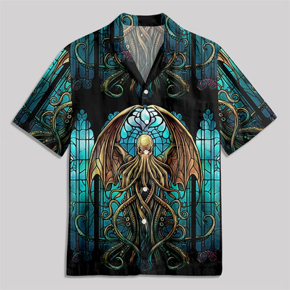 Gothic Church of Cthulhu Button Up Pocket Shirt