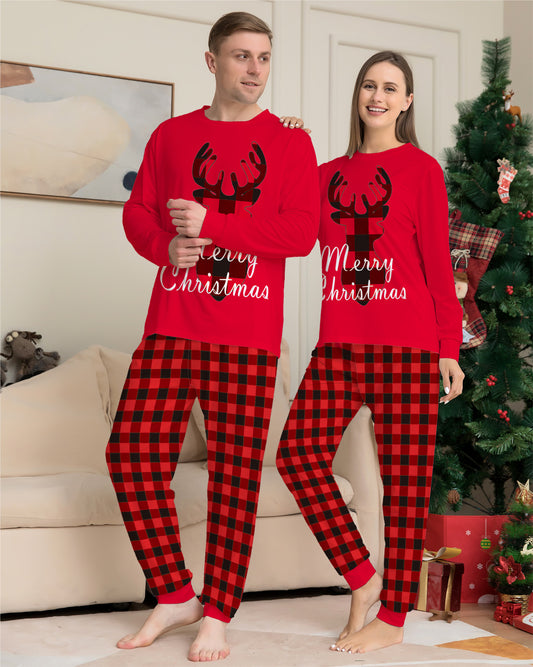 Christmas Deer Plaid Pajamas Set