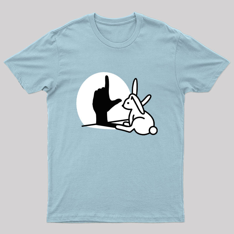 Funny Rabbit Shadow Hand Loser Geek T-Shirt