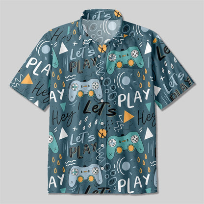 Retro Game Console Button Up Pocket Shirt