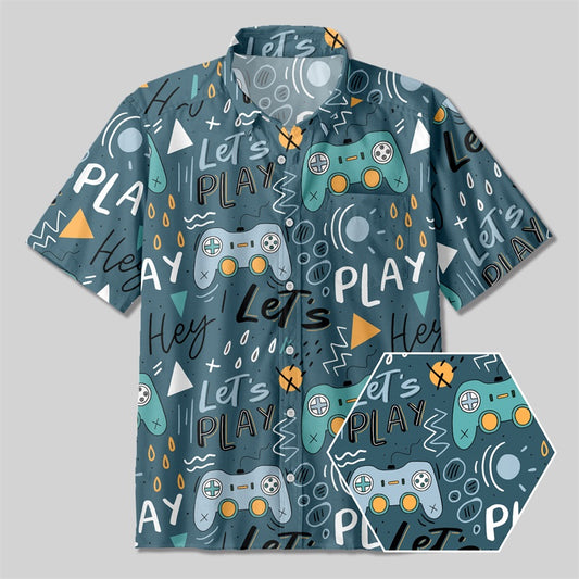 Retro Game Console Button Up Pocket Shirt