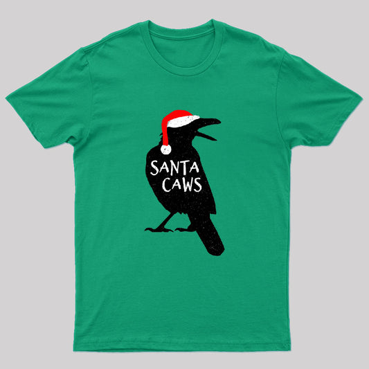Funny Christmas Crow-Santa Caws T-Shirt