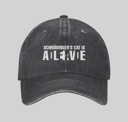 Schrödinger's Cat ADLEIAVDE Washed Vintage Baseball Cap