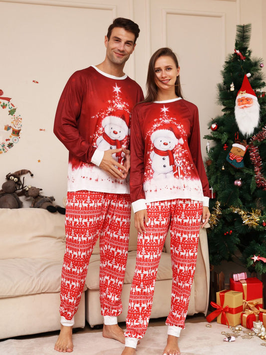 Snowman and Deer Christmas Pajamas Set