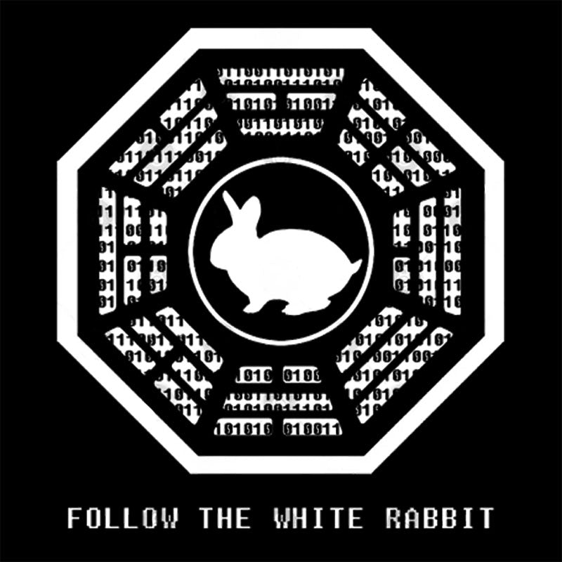 Lost and The Matrix-Follow the White Rabbit T-shirt