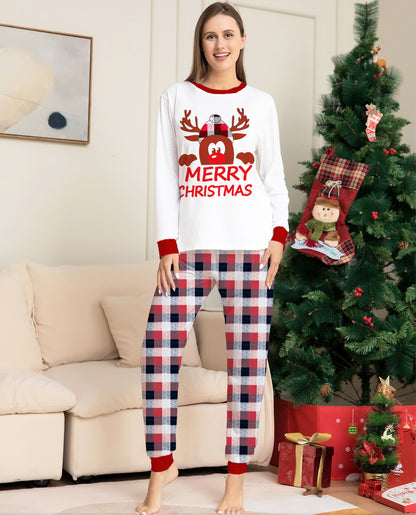 Plaid Fawn Christmas Pajamas Set