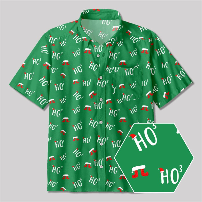 Christmas Chemical Formula Button Up Pocket Shirt