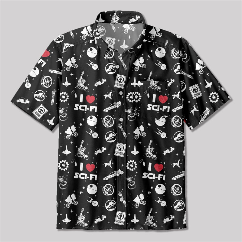 I LOVE SCI-FI Button Up Pocket Shirt