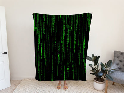 The Matrix Black Green Design Art Flannel Blanket