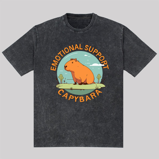 Emotional Support Capybara Washed T-Shirt