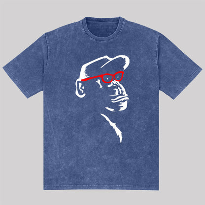 Monkey With Red Glasses Washed T-Shirt
