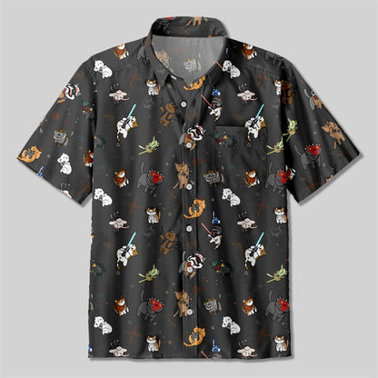 Tie The Fighter Cat Funny Button Up Pocket Shirt