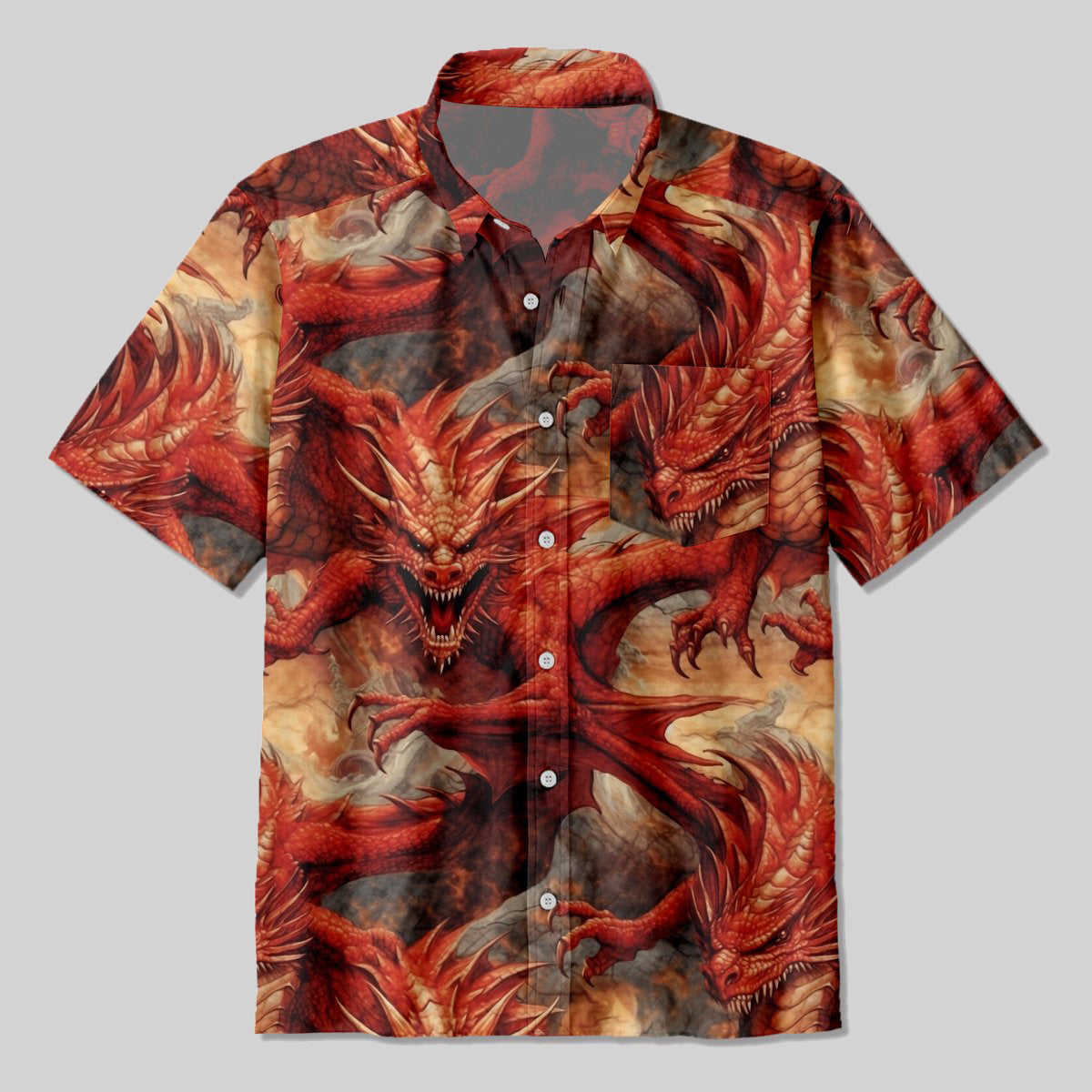 DND Domineering Dragon Button Up Pocket Shirt