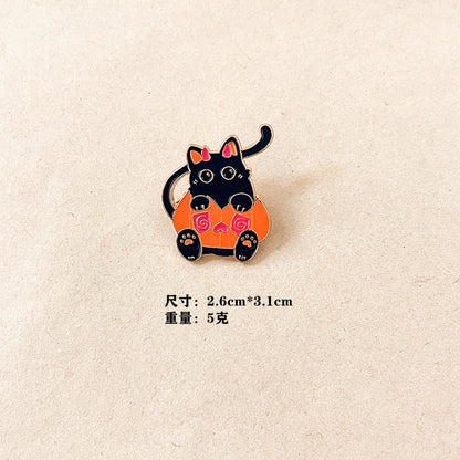 Halloween Pumpkin Cat Cartoon Pins