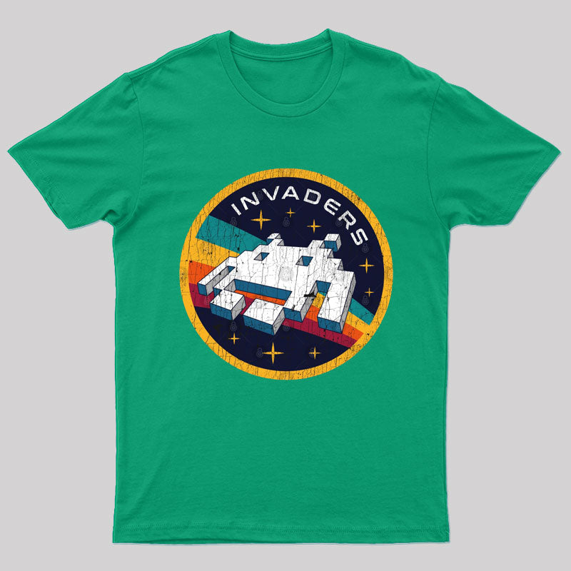 Invaders Video Game Space Patch Nerd T-Shirt