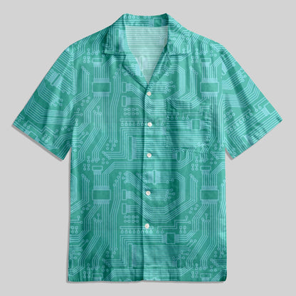 Circuit Board Elements Button Up Pocket Shirt