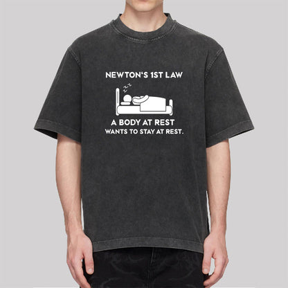 Newton's First Law Washed T-shirt