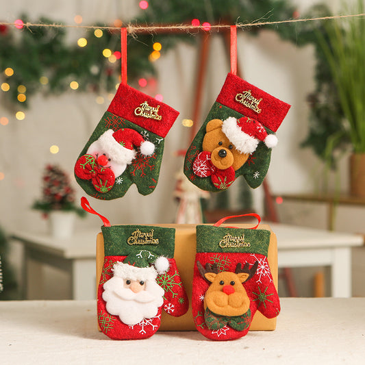 Christmas Mittens Hanging Ornaments Gift Bag