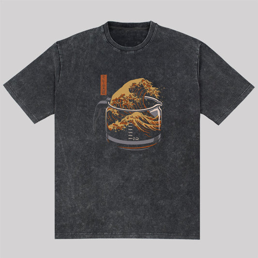 The Great Wave of Coffee Washed T-Shirt