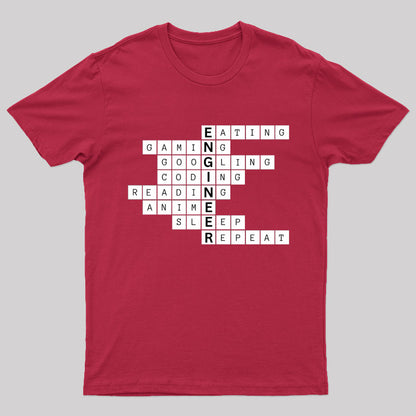 Nerdy Engineer Puzzle Crossword Geek T-Shirt