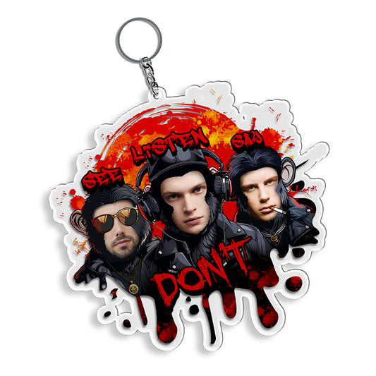 Personalized Don't See Listen Say Keychain