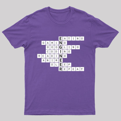 Nerdy Engineer Puzzle Crossword Geek T-Shirt