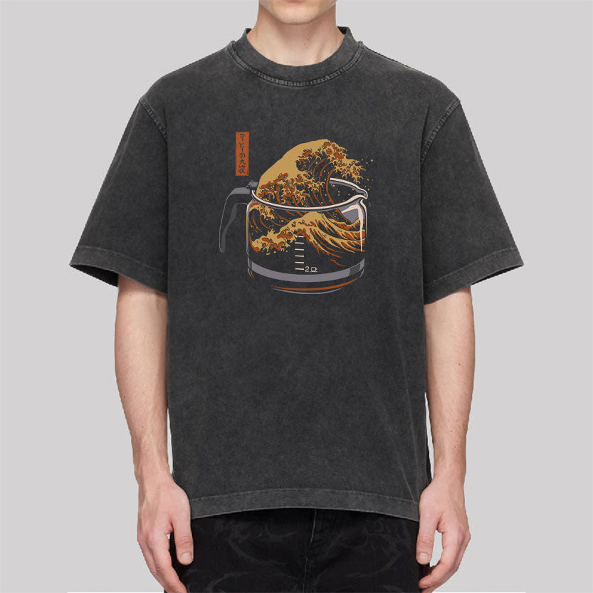 The Great Wave of Coffee Washed T-Shirt