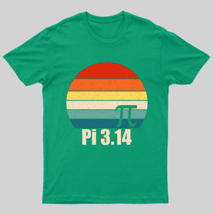 Pi Retro Sunset Nerd T-Shirt